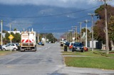 Recycling truck on street