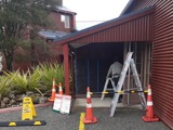 Building repairs taking place in a commercial building