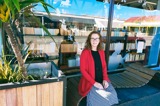 Library manager Nicky Meadowcroft outside library