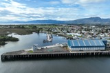 Harbour master office and old wharf from above